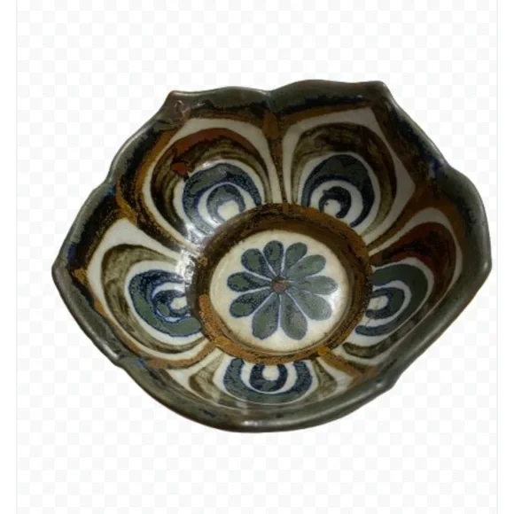 El Palomar Ken Edwards Mexican Pottery Blue Lotus Bowl Collector Vintage - Picture 2 of 10